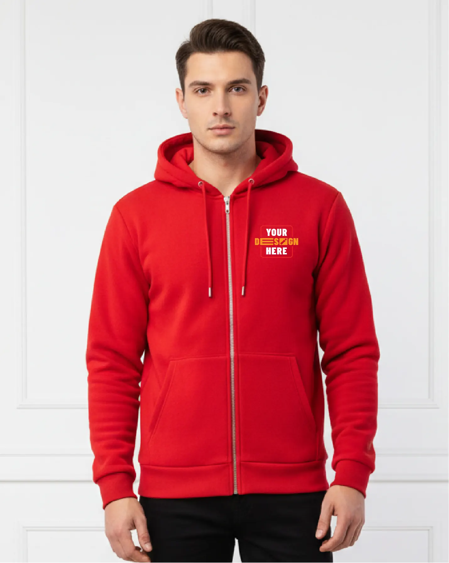 Zipper Hoodie with Hood in red